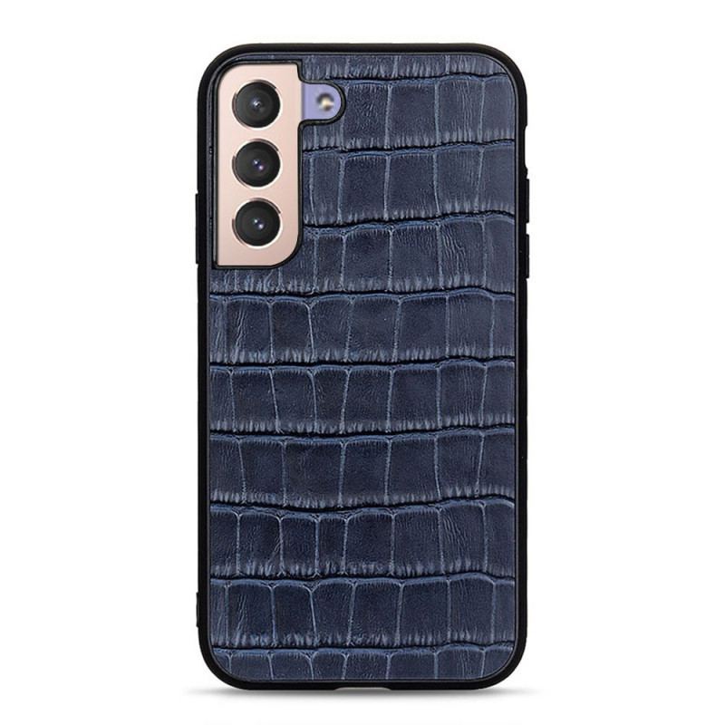 Capa Para Samsung Galaxy S22 5G Couro Genuíno Com Textura De Crocodilo