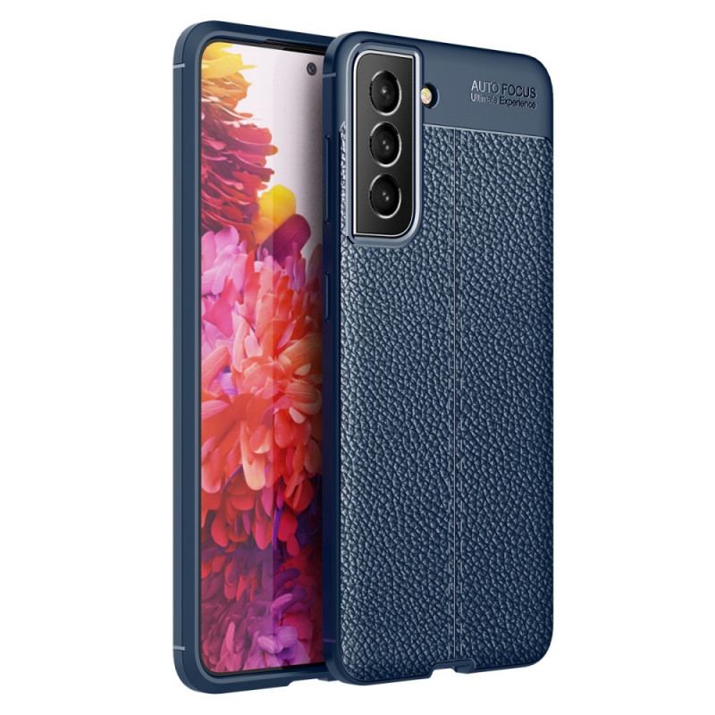 Capa Para Samsung Galaxy S22 5G Linha Dupla Efeito Couro Litchi