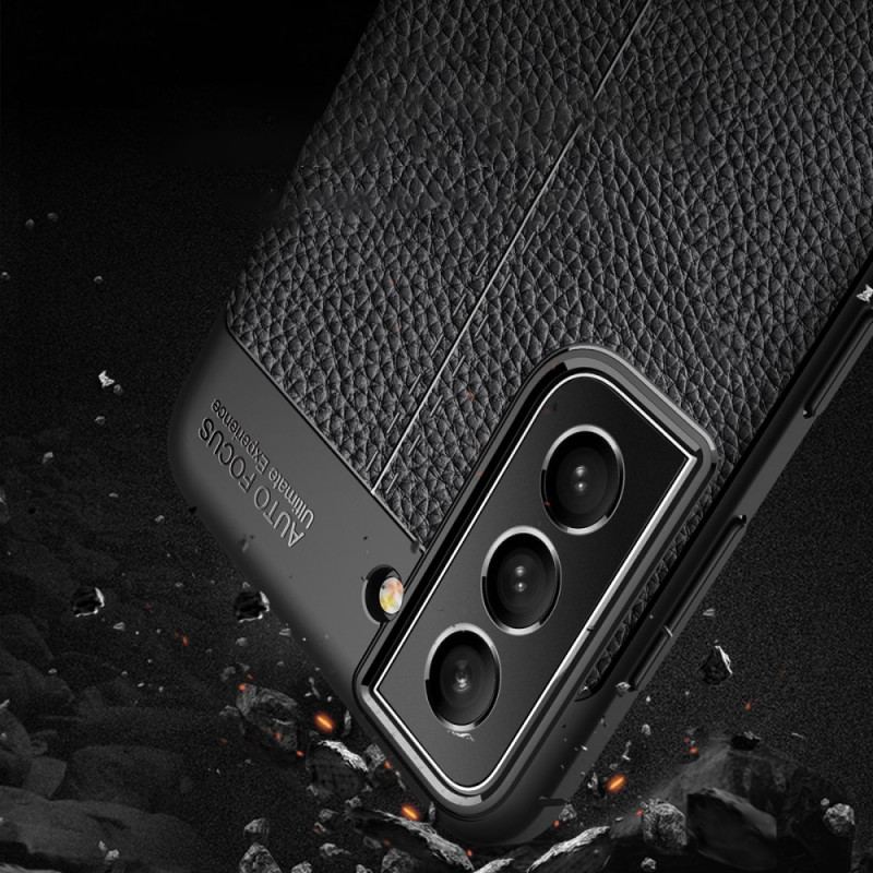 Capa Para Samsung Galaxy S22 5G Linha Dupla Efeito Couro Litchi