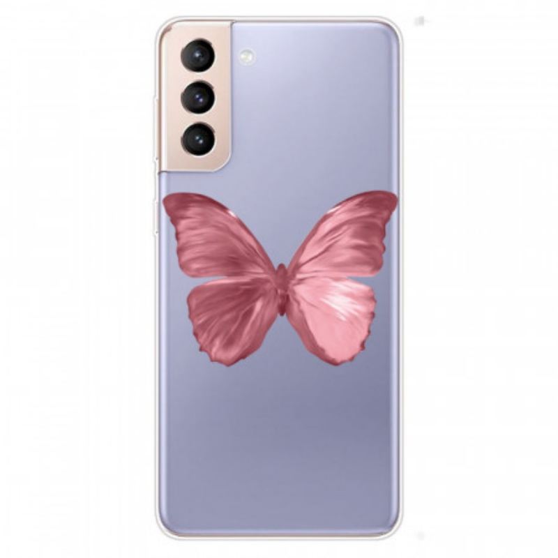 Capa Para Samsung Galaxy S22 5G Mangueira Borboleta Rosa