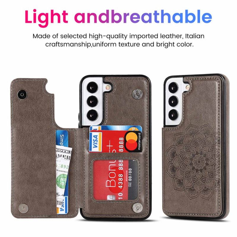 Capa Para Samsung Galaxy S22 5G Titular De Cartão De Impressão De Mandala