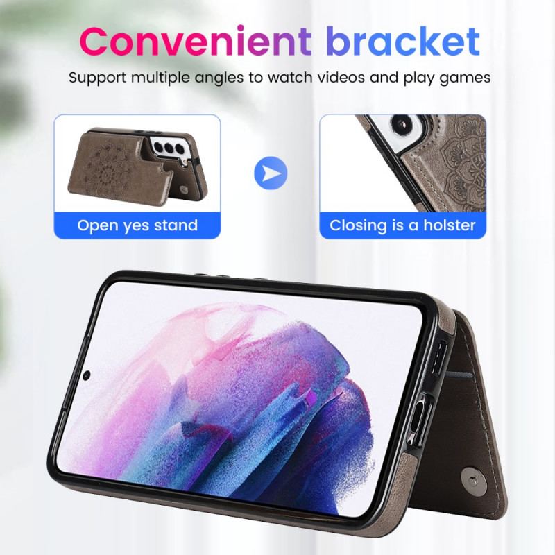 Capa Para Samsung Galaxy S22 5G Titular De Cartão De Impressão De Mandala