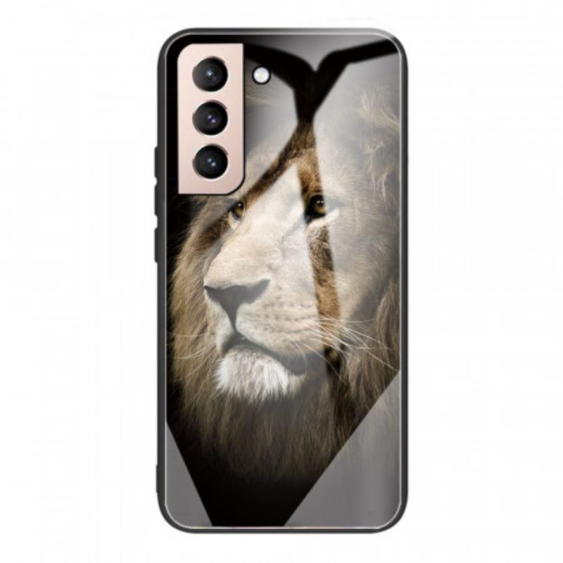 Capa Para Samsung Galaxy S22 5G Vidro Temperado Cabeça De Leão