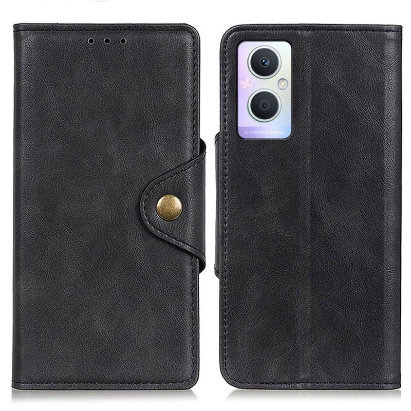 Capa De Couro Para Oppo Reno 8 Lite Botão De Couro Falso