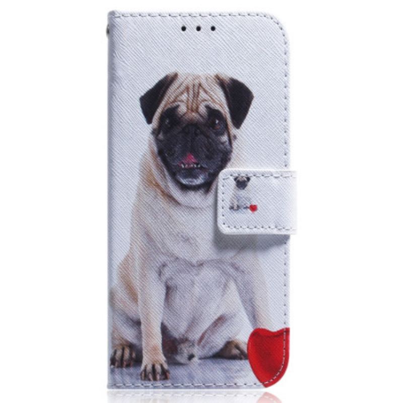 Capa De Couro Para Oppo Reno 8 Lite Cachorro Pug