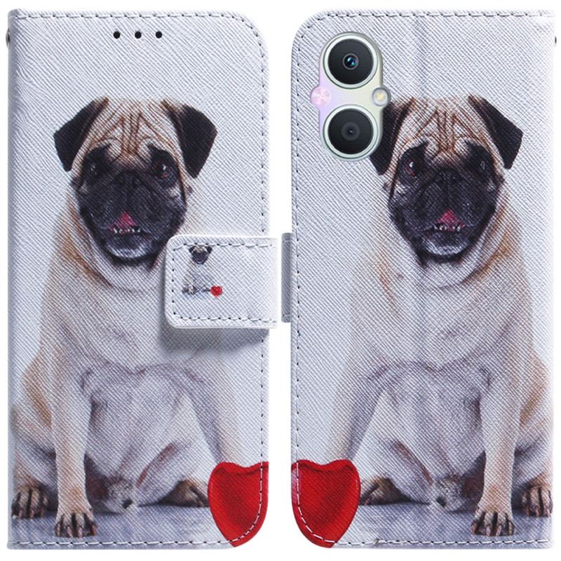 Capa De Couro Para Oppo Reno 8 Lite Cachorro Pug