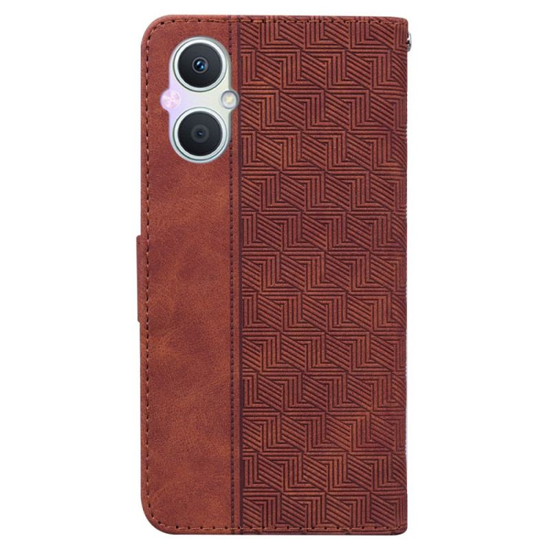 Capa De Couro Para Oppo Reno 8 Lite De Cordão Padrão De Tiras
