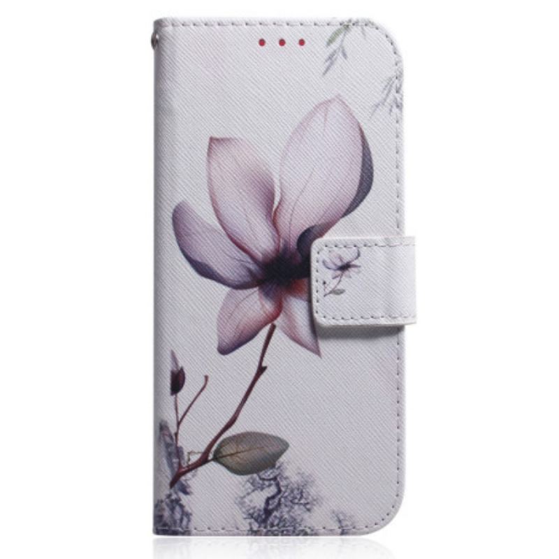 Capa De Couro Para Oppo Reno 8 Lite Flor Rosa