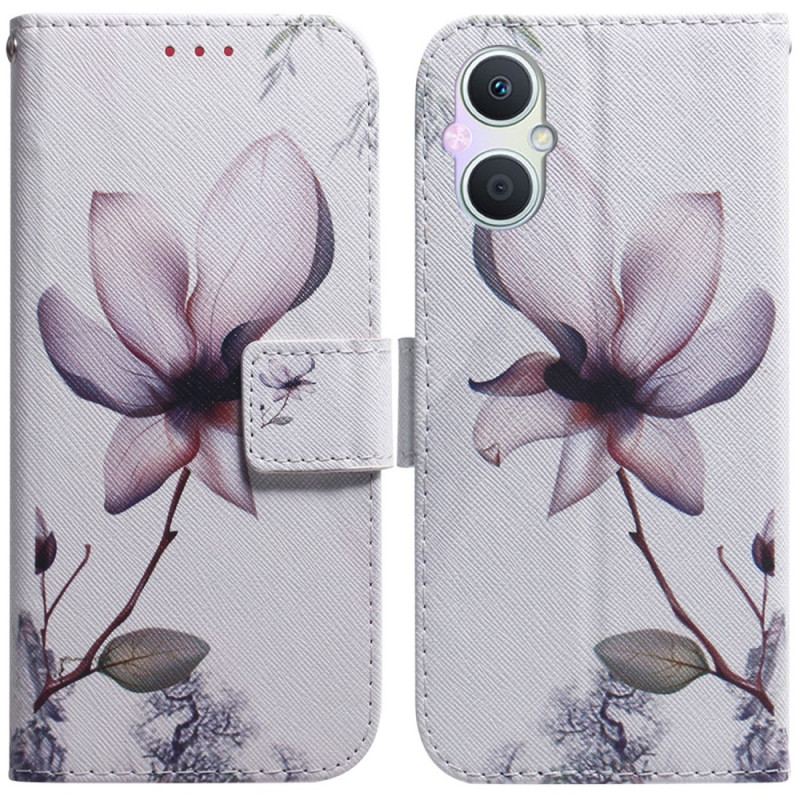 Capa De Couro Para Oppo Reno 8 Lite Flor Rosa