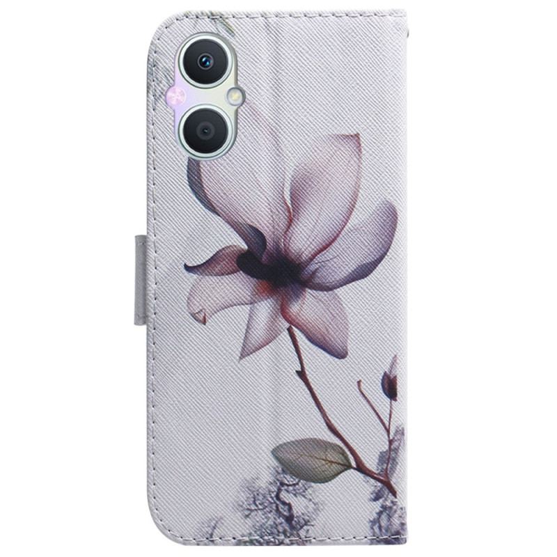 Capa De Couro Para Oppo Reno 8 Lite Flor Rosa