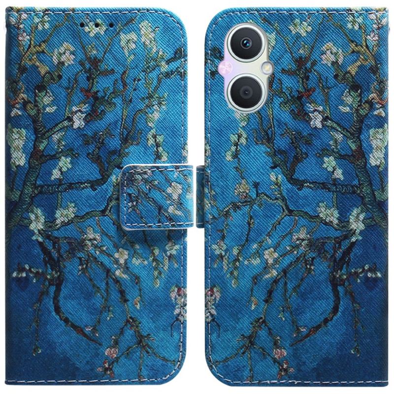 Capa De Couro Para Oppo Reno 8 Lite Ramos Floridos