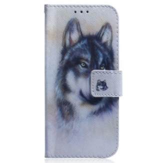 Capa Flip Para Oppo Reno 8 Lite Aquarela Lobo