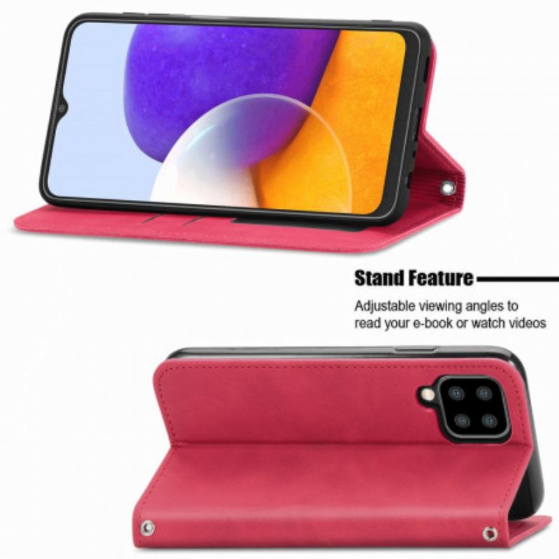 Capa De Celular Para Samsung Galaxy A22 Flip Couro Falso Vintage
