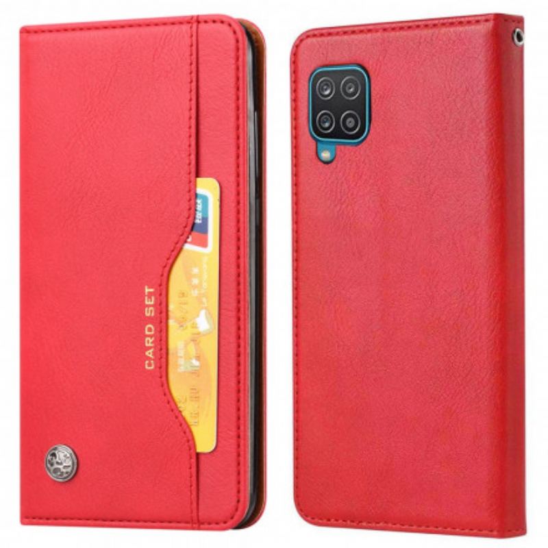 Capa De Celular Para Samsung Galaxy A22 Flip Titular De Cartão De Couro Sintético