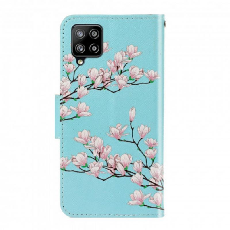 Capa De Couro Para Samsung Galaxy A22 De Cordão Arbusto Strappy