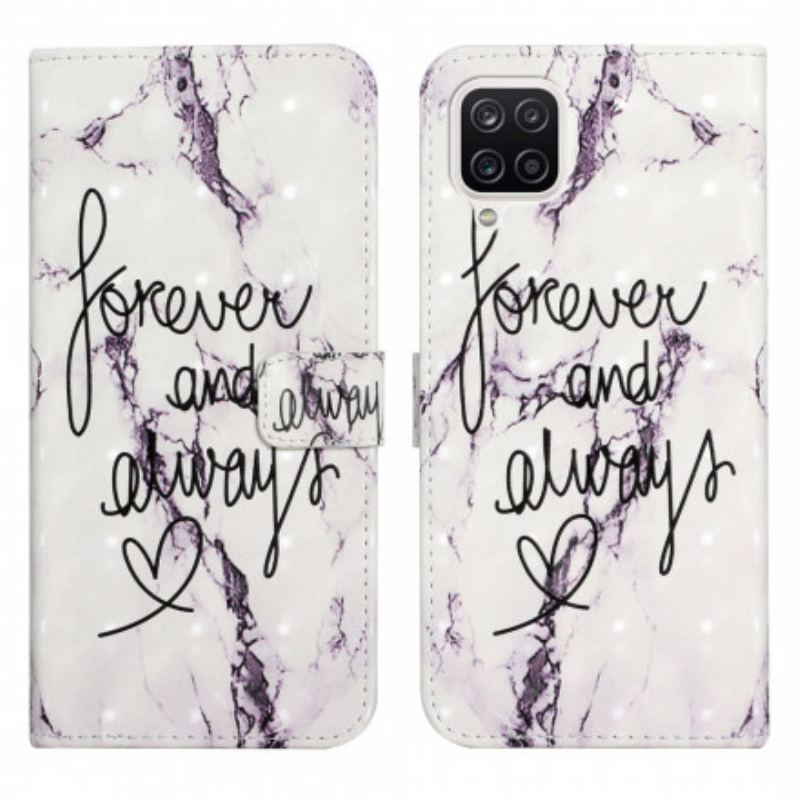 Capa De Couro Para Samsung Galaxy A22 Mármore Para Sempre E Sempre