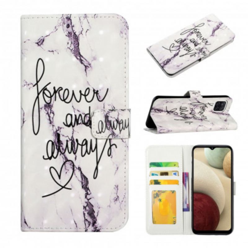 Capa De Couro Para Samsung Galaxy A22 Mármore Para Sempre E Sempre