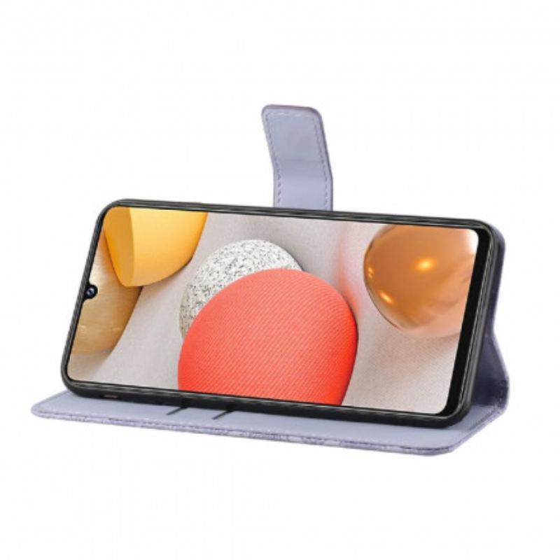Capa De Couro Para Samsung Galaxy A22 Padrão De Tapeçaria