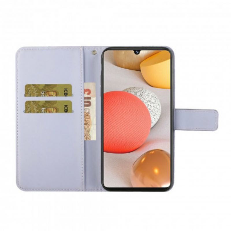 Capa De Couro Para Samsung Galaxy A22 Padrão De Tapeçaria