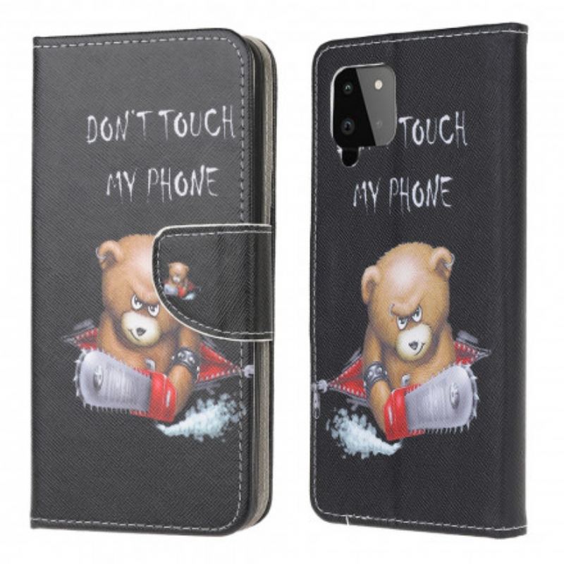 Capa De Couro Para Samsung Galaxy A22 Urso Perigoso