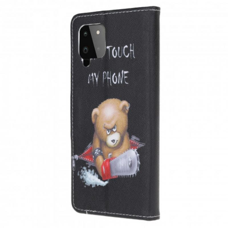 Capa De Couro Para Samsung Galaxy A22 Urso Perigoso
