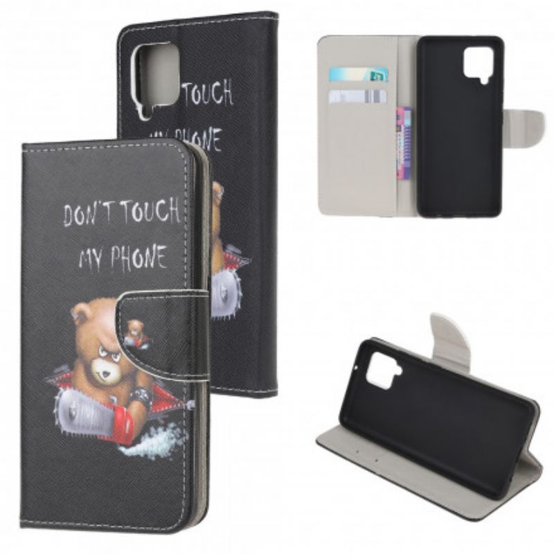 Capa De Couro Para Samsung Galaxy A22 Urso Perigoso