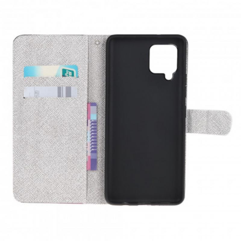 Capa Em Pele Para Samsung Galaxy A22 De Cordão Gatos De Entrega Com Tangas