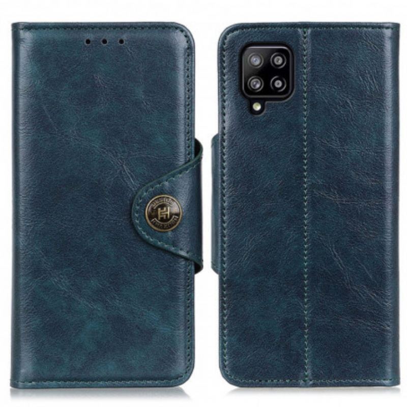 Capa Flip Para Samsung Galaxy A22 Botão Envernizado De Couro Falso