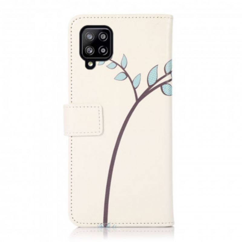 Capa Flip Para Samsung Galaxy A22 Casal De Corujas Na Árvore