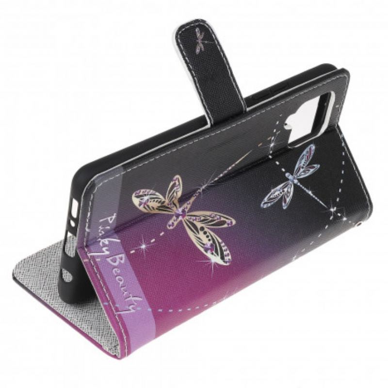 Capa Flip Para Samsung Galaxy A22 De Cordão Libélulas Strappy