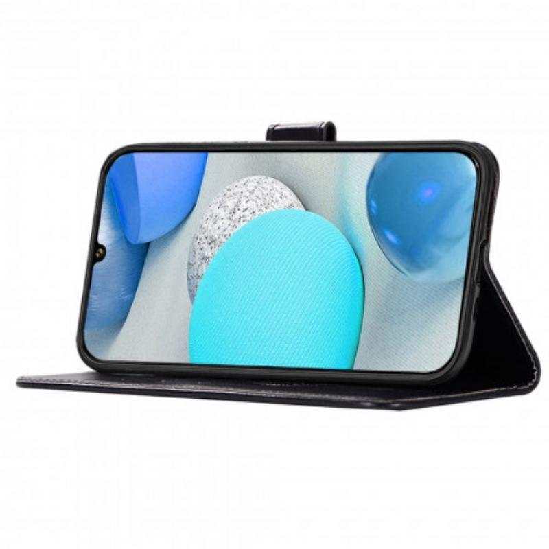 Capa Flip Para Samsung Galaxy A22 Coruja Apanhador De Sonhos Efeito Couro