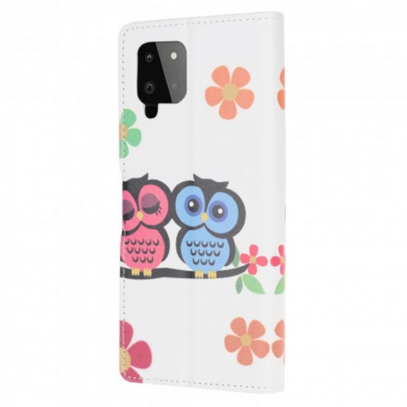 Capa Flip Para Samsung Galaxy A22 Par De Corujas