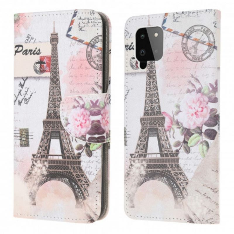 Capa Flip Para Samsung Galaxy A22 Torre Eiffel Retrô