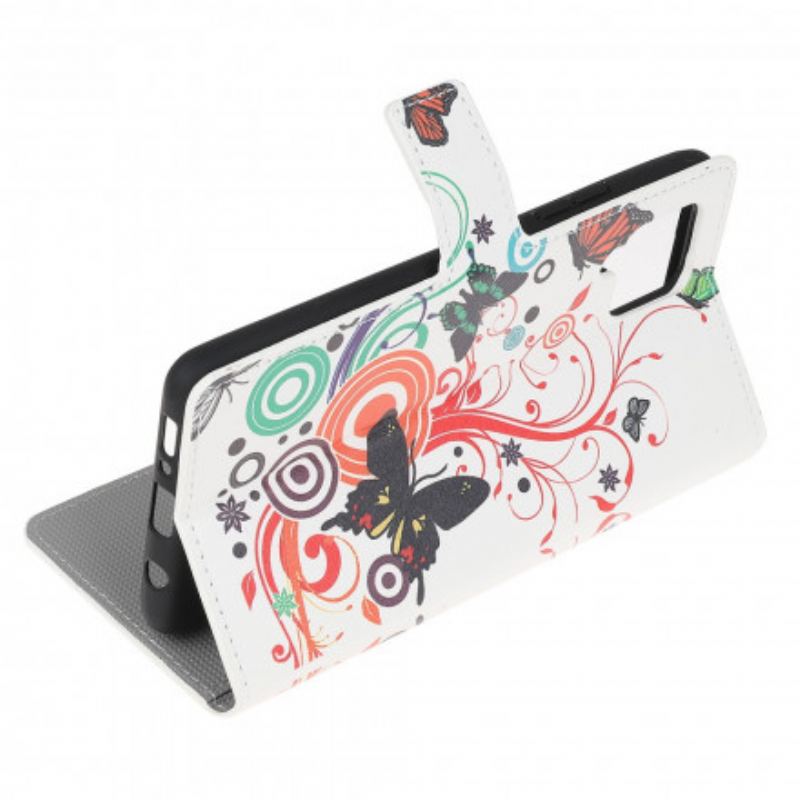 Capa Folio Para Samsung Galaxy A22 Borboletas E Flores
