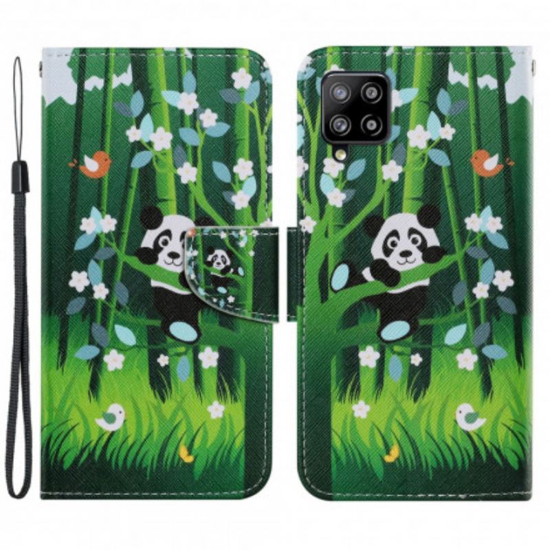 Capa Folio Para Samsung Galaxy A22 Caminhada Do Panda