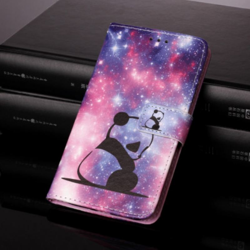 Capa Folio Para Samsung Galaxy A22 Galáxia Panda