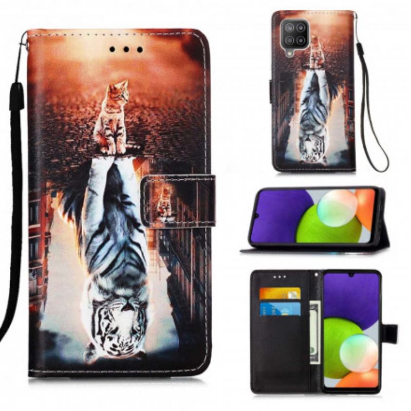 Capa Folio Para Samsung Galaxy A22 Gatinho