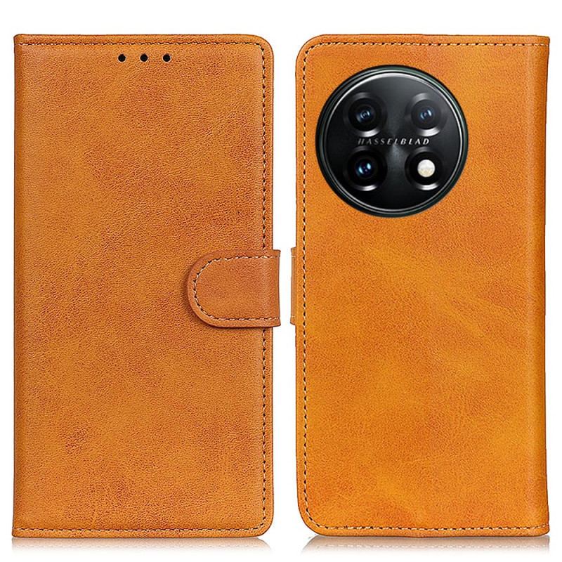 Capa De Couro Para OnePlus 11 5G Efeito De Couro Retrô Fosco