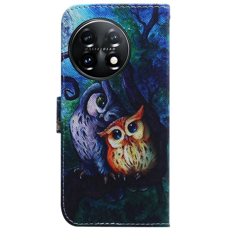 Capa Folio Para OnePlus 11 5G Pintura De Corujas