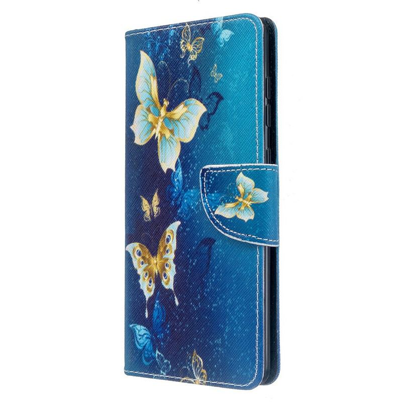 Capa De Couro Para Samsung Galaxy A71 Borboletas Reis