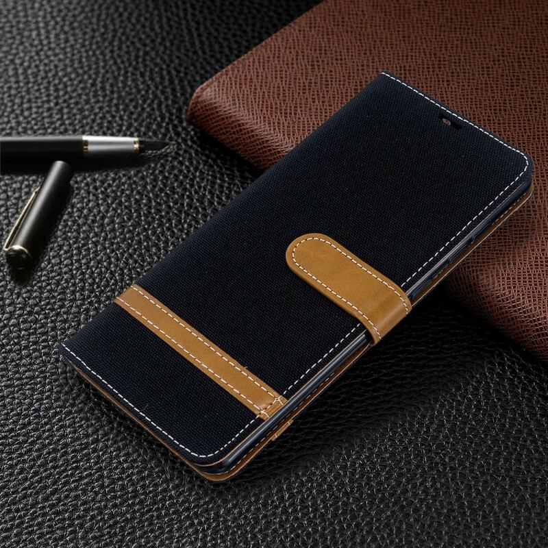 Capa De Couro Para Samsung Galaxy A71 De Cordão Correia Efeito Tecido E Couro