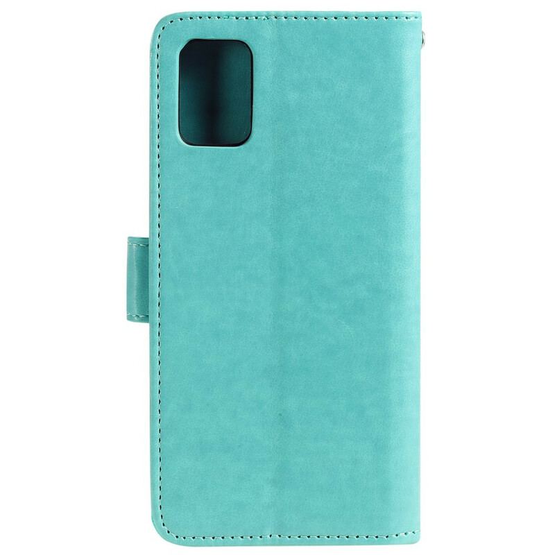 Capa De Couro Para Samsung Galaxy A71 De Cordão Corujas Amorosas Com Alça