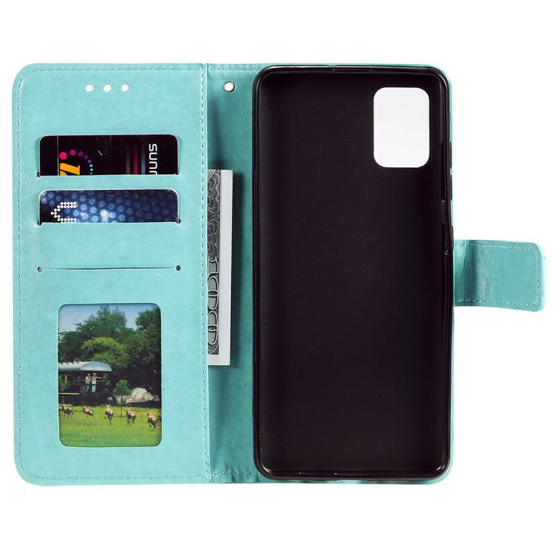 Capa De Couro Para Samsung Galaxy A71 De Cordão Corujas Amorosas Com Alça