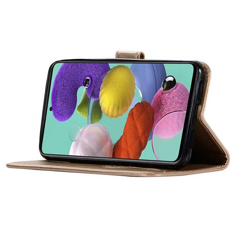 Capa De Couro Para Samsung Galaxy A71 Coruja Apanhador De Sonhos Efeito Couro