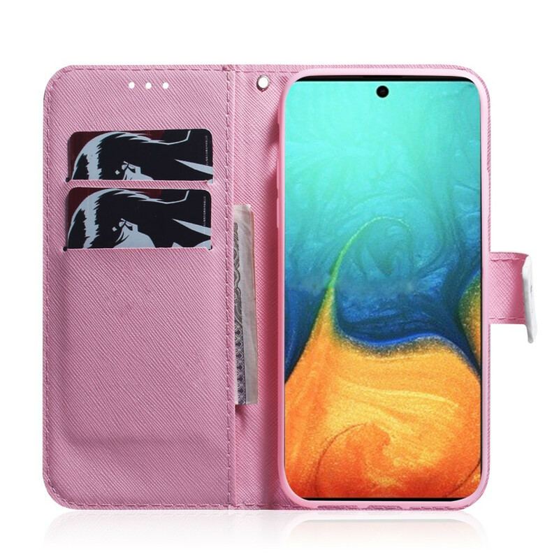 Capa De Couro Para Samsung Galaxy A71 Flor Rosa Empoeirado