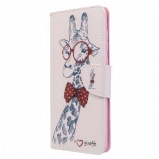 Capa De Couro Para Samsung Galaxy A71 Girafa Inteligente