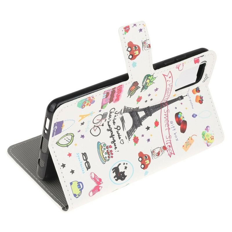 Capa Em Pele Para Samsung Galaxy A71 Eu Amo Paris