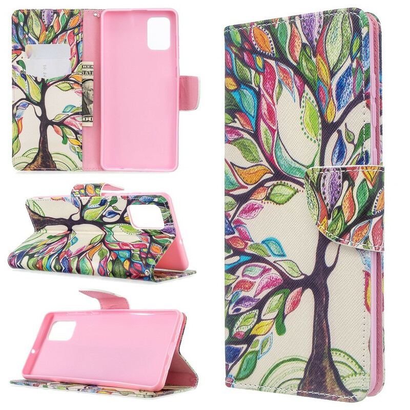 Capa Flip Para Samsung Galaxy A71 Árvore Colorida
