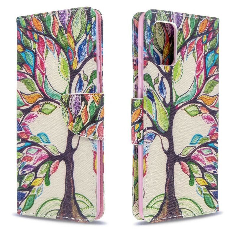 Capa Flip Para Samsung Galaxy A71 Árvore Colorida