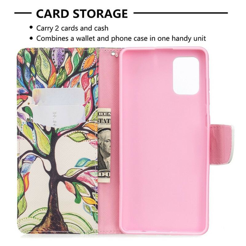 Capa Flip Para Samsung Galaxy A71 Árvore Colorida